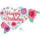 Floral Print Happy Birthday 27″ Balloon