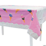 Fun Express Party Supplies Ice Cream Table Cover Size: 54″ x 108"