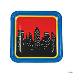 Fun Express Party Supplies Superhero City Skyline Paper Plates 9″ (8 count)