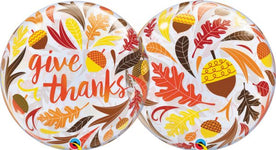 Give Thanks Thanksgiving Bubble 22″ Foil Balloon by Qualatex from Instaballoons