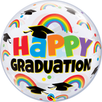 Graduation Caps and Rainbows 22″ Bubble Balloon by Qualatex from Instaballoons