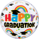 Graduation Caps and Rainbows 22″ Bubble Balloon