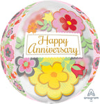 Happy Anniversary Flower Orbz 16″ Foil Balloon by Anagram from Instaballoons
