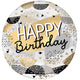 Happy Birthday Black Gold Clearz 18″ Balloon
