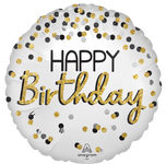 Happy Birthday Black Silver Gold 28″ Foil Balloon by Anagram from Instaballoons