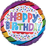 Happy Birthday Bright Stripes 18″ Foil Balloon by Anagram from Instaballoons