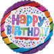 Happy Birthday Bright Stripes 18″ Balloon