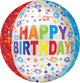Happy Birthday Colorful Streamer Orbz 16″ Orbz Balloon