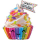 Happy Birthday Cute Cupcake 31″ Balloon