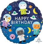 Happy Birthday Earthling Space Cats 18″ Foil Balloon by Anagram from Instaballoons