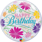 Qualatex Happy Birthday Flowers 22″ Bubble Balloon