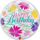 Happy Birthday Flowers 22″ Bubble Balloon
