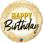 Happy Birthday Gold Glitter Dots 18″ Foil Balloon by Qualatex from Instaballoons