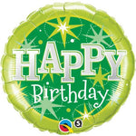 Happy Birthday Green Sparkles 18″ Foil Balloon by Qualatex from Instaballoons
