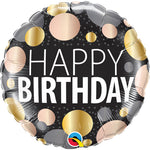 Happy Birthday Metallic Dots 18″ Foil Balloon by Qualatex from Instaballoons