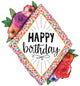 Happy Birthday Pink Confetti Diamond 28″ Balloon