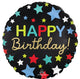 Happy Birthday Satin Stars 18″ Balloon