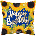 Happy Birthday Sunflowers 18″ Foil Balloon by Convergram from Instaballoons