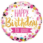 Happy Birthday to You Pink Dots 18″ Foil Balloon by Qualatex from Instaballoons