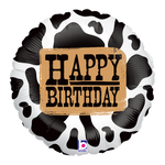 Happy Birthday Western Cowprint  18″ Foil Balloon by Betallic from Instaballoons