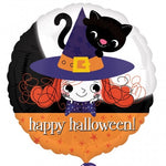 Happy Halloween Witch & Kitty 18″ Foil Balloon by Anagram from Instaballoons
