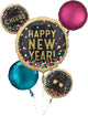 Globo de ramo de confeti colorido feliz año nuevo
