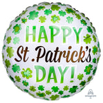 Happy St. Patrick's Day Shamrocks 18″ Foil Balloon by Anagram from Instaballoons