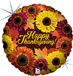 Happy Thanksgiving Blooms 18″ Foil Balloon by Betallic from Instaballoons