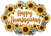Happy Thanksgiving Sunflower  20″ Foil Balloon by Convergram from Instaballoons