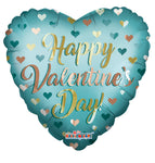 Happy Valentine's Day Gold Mint 18″ Foil Balloon by Convergram from Instaballoons