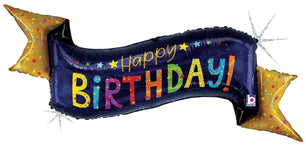 Holographic Navy Birthday Banner 51″ Foil Balloon by Betallic from Instaballoons