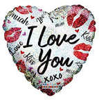 I Love You Kisses Holographic 18″ Foil Balloon by Convergram from Instaballoons
