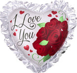 I Love You Ruffle Heart 28″ Foil Balloon by Anagram from Instaballoons