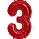 Number 3 Red 34″ Balloon