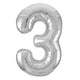 Number 3 Silver 34″ Balloon