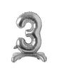 Number 3 Silver Standing 34″ Balloon