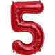 Number 5 Red 34″ Balloon