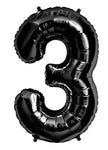 Imported Mylar & Foil Black Number 3 34″ Balloon