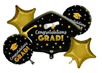 Imported Mylar & Foil Bouquet Congrats Grad Gold Balloon