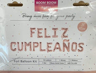 Imported Mylar & Foil Feliz Cumpleanos 16″ Rose Gold Balloon Banner Kit