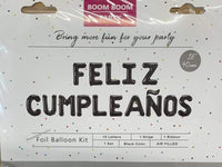 Imported Mylar & Foil Feliz Cumpleanos Black 16″ Balloon Banner Set