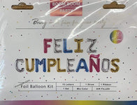 Imported Mylar & Foil Feliz Cumpleanos Multi-Color 16″ Balloon Banner Set