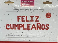 Imported Mylar & Foil Feliz Cumpleanos Red 16″ Balloon Banner Set