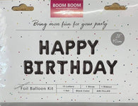 Imported Mylar & Foil Happy Birthday 16″ Black Balloon Banner Set