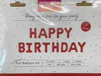 Imported Mylar & Foil Happy Birthday 16" Red Balloon Banner Set