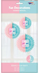 Imported Party Supplies Gender Reveal Paper Fans (3 count)