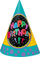 Happy Birthday Party Cone Hats (8 count)