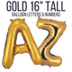 Gold 16" Small Balloon Letters and Numbers