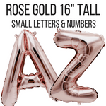 Números y letras de globos pequeños de oro rosa de 16"