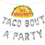Juego de pancartas TACO BOUT A PARTY con globo gigante de taco